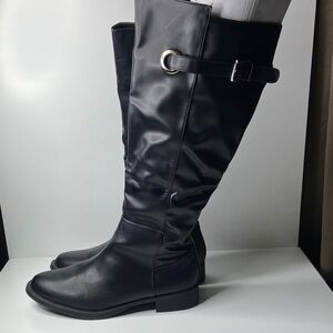 Avon Black Over the Knee Boots with Buckle Detail